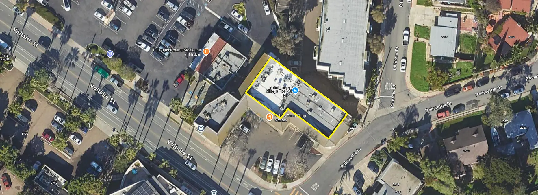 Birds eye view of Ortizs Taco Shop